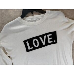 Brit NY Womens Cashmere Blend Love Graphic Sweater Cream Off White Size M